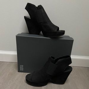 Eileen Fisher Black Tumbled Nubuck Booties BNIB